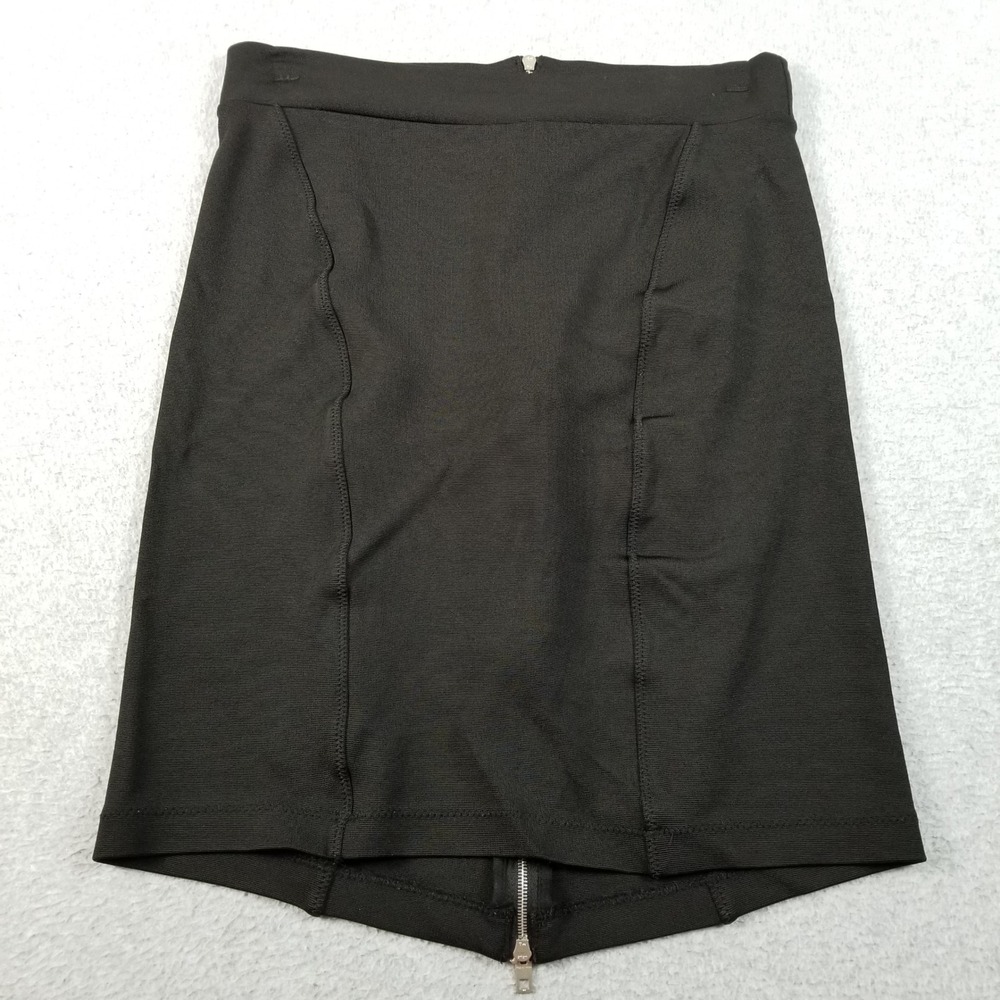 Rag & Bone Pencil Skirt Women's XS Black Full Zipper Back Chic Edgy Stretch Knit